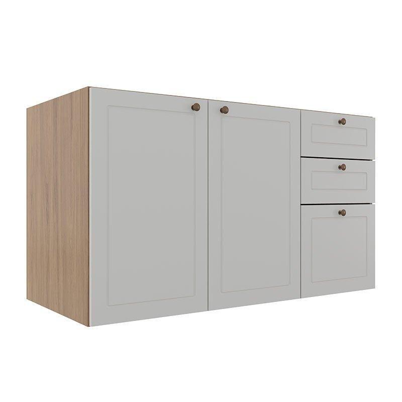 Módulo Balcao 120cm 3 Gavetas 1 Portas 100% MDF Cozinha Modulada